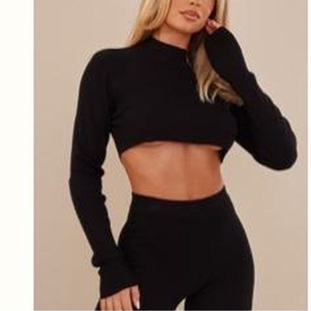 plt black crew neck knitted top
